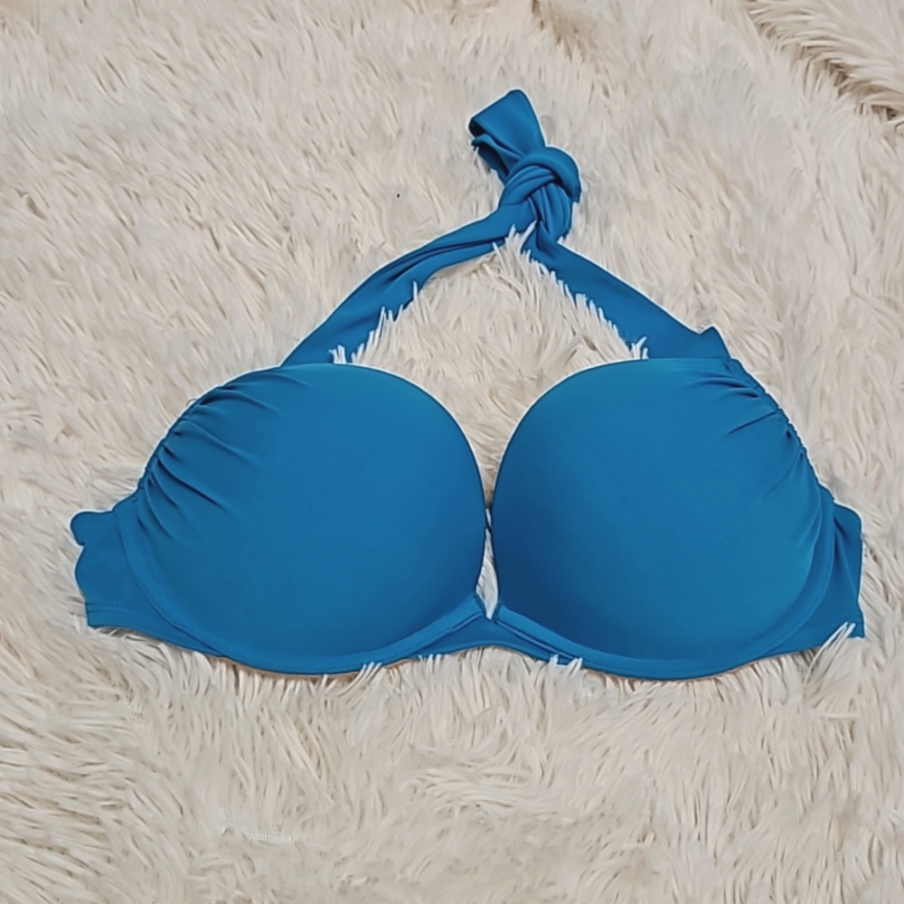 Victoria's Secret Bombshell Sexy Bikini top pushup Swim halter  Bra Blue 36 B - Picture 7 of 8
